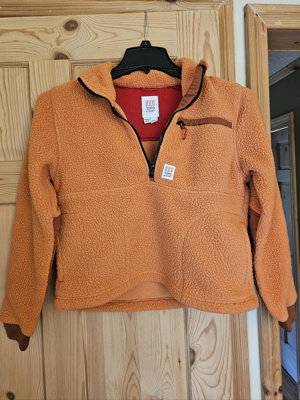 Topo Designs Orange Fleece Half-Zip Pullover